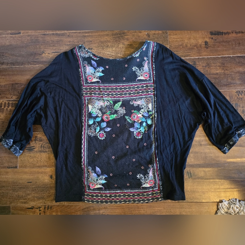 BOGO Desigual Boho Top with Colorful Floral Design
